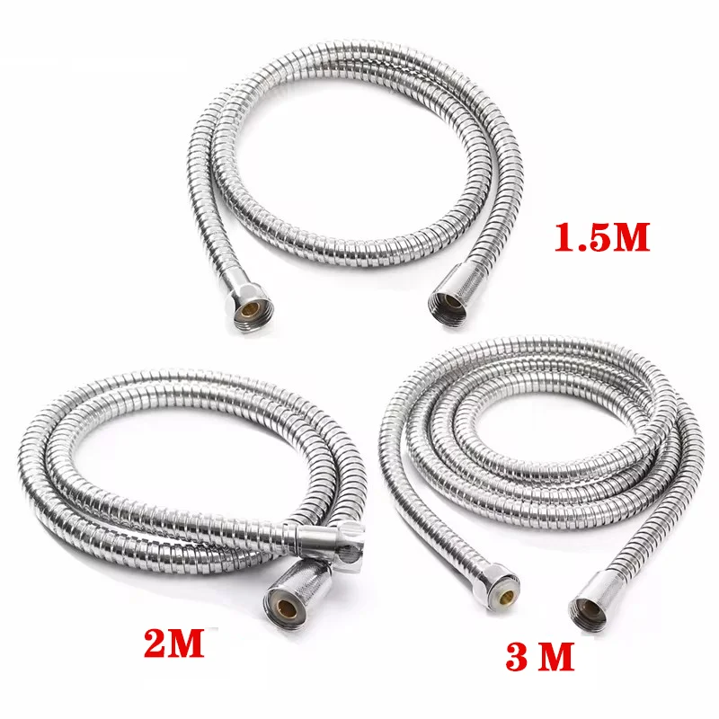 

High Quality 1.5m/ 2m /3m G1/2 Inch Flexible Shower Hose Stainless Steel Chrome Bathroom Water Head Shower Head Extension Pipe