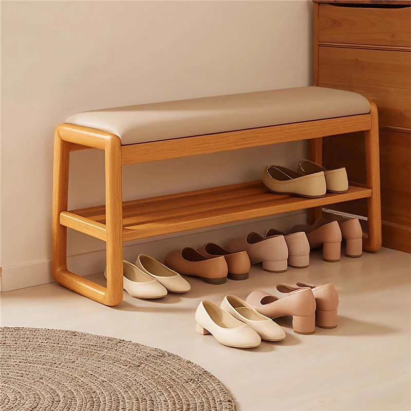 Solid Wood Shoe Changing Bench, Entryway Shoe Storage Stool Assemble‑Required Home Hallway Long Bench, Sofa End Bench Door Decor