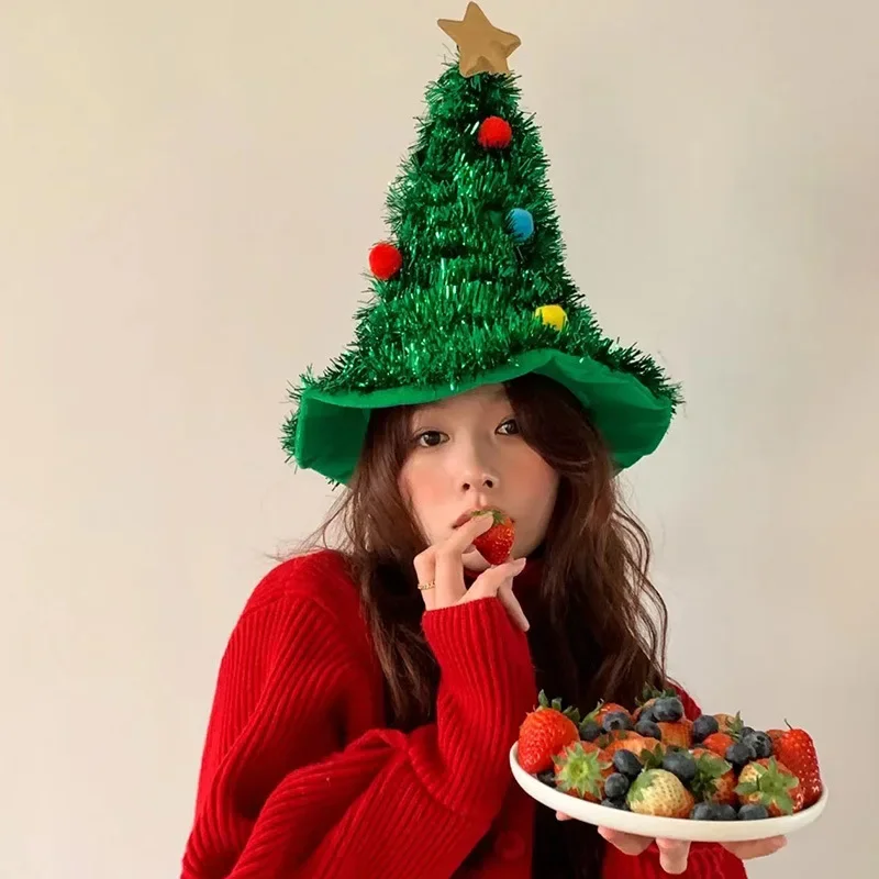 Korean Christmas Tree Hat Christmas New Year Hair Accessories Xmas Headwear Hats Photography Props Party Decoration Supplies