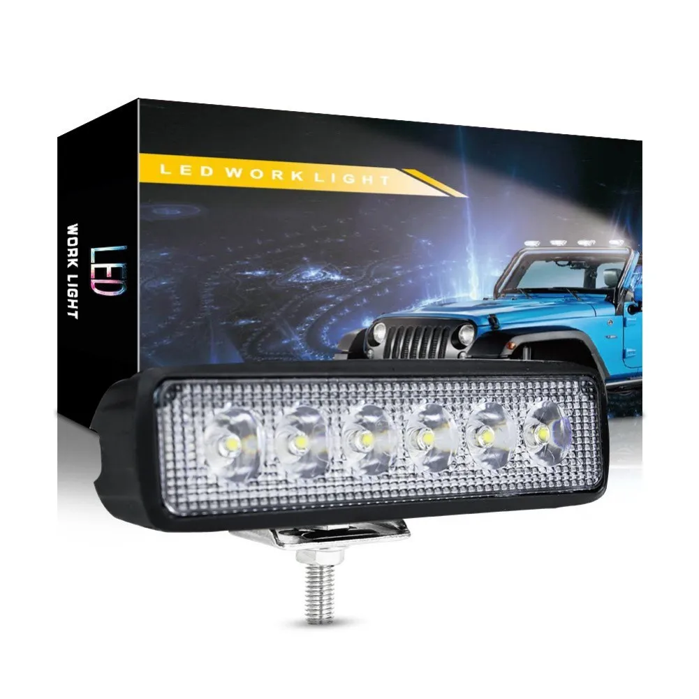12V 6 Inch LED Work Light Bar Fog Headlight Driving Lamp for Cars Motorcycles Trucks Off Road Vehicles 1700LM IP65 Waterproof