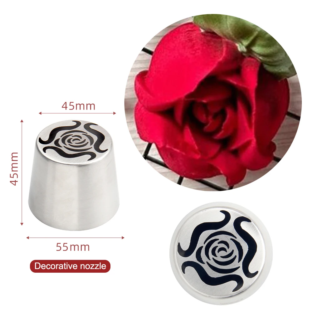 1Pc Stainless Steel Russian Piping Tips Rose Christmas Cake Icing Frosting Nozzles For Cupcake Decoration DIY Kitchen Baking