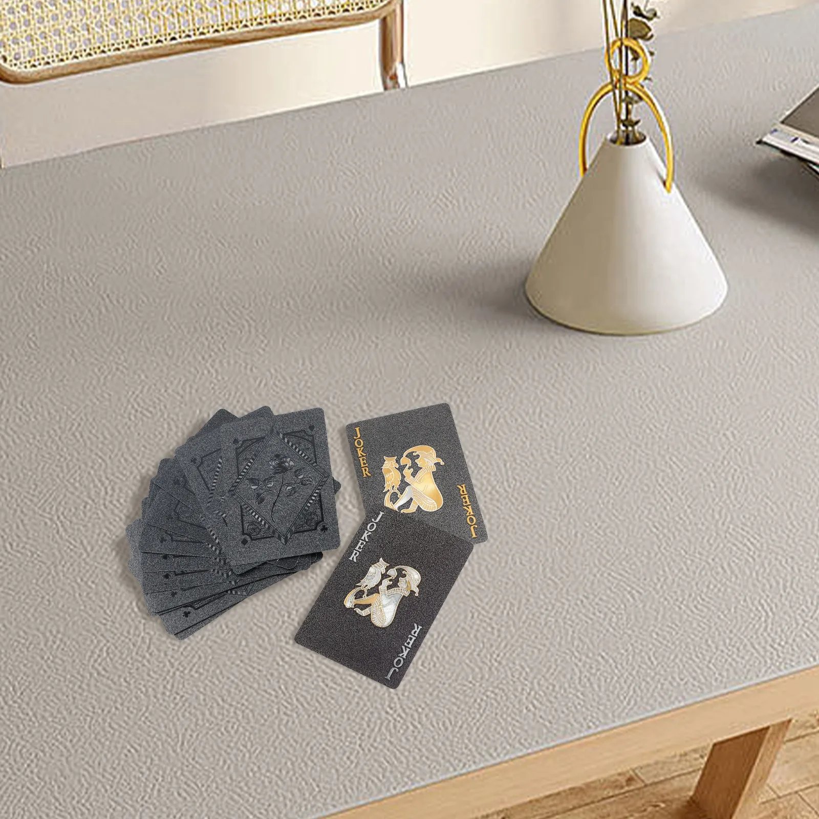 Waterproof Plastic Poker Playing Cards with Black Gold Design for Smooth Handling and Durability in Various Card Game Scenarios