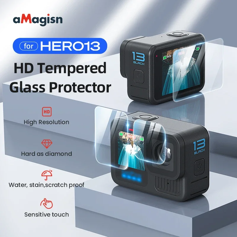 

HD Tempered Glass Protector for GoPro Hero13 Lens Screen Tempered Glass Protector Accessories for Hero13 Black