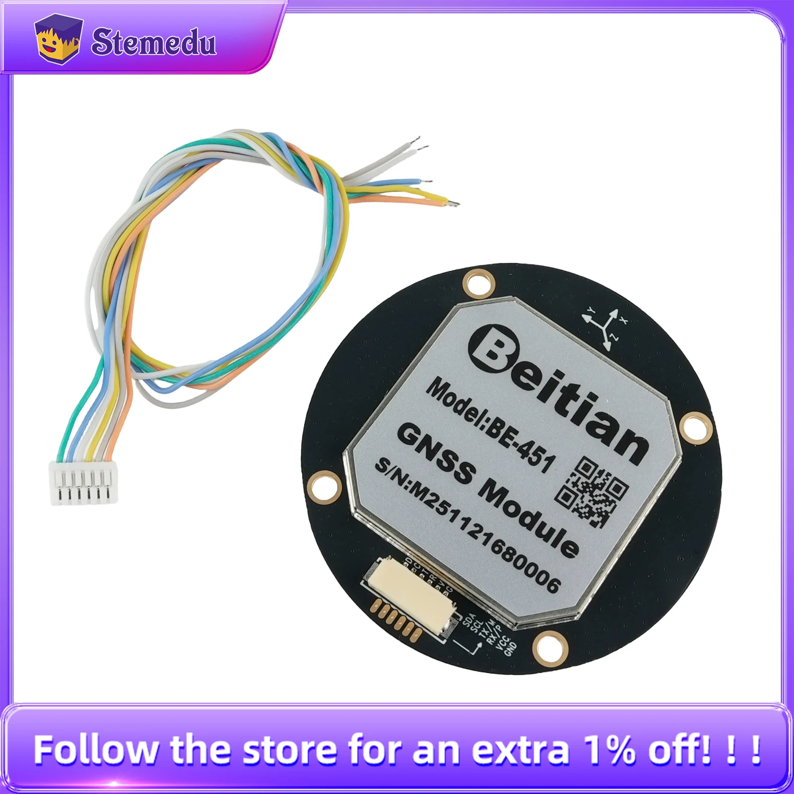 

Beitian BE-451 (BE-450 Upgraded Version) UBX-M10 Ultra-Low Power GNSS Receiver Module with Antenna for Vehicle Drones Tracker