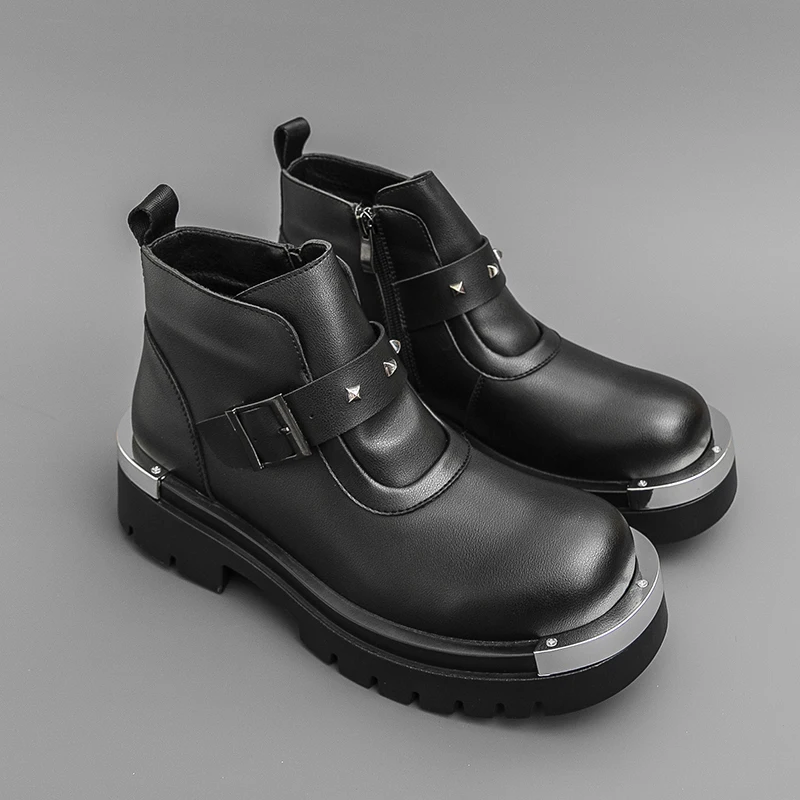 Men Business Height-increasing Chelsea Boots Men Thick-soled Anti-slip Large-head Fashionable Boots Outdoor Work Shoes Men