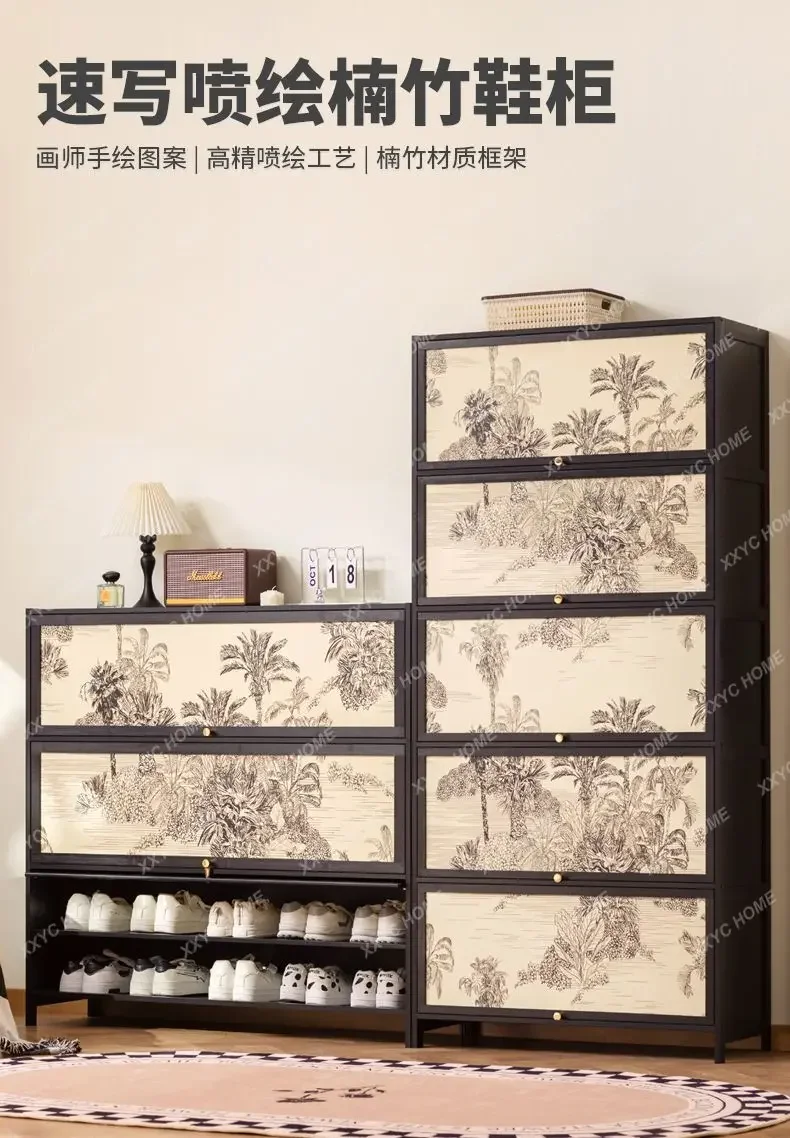 Shoe cabinet household door home storage cabinet integrated against the wall entrance shoe rack multi-layer simple storage