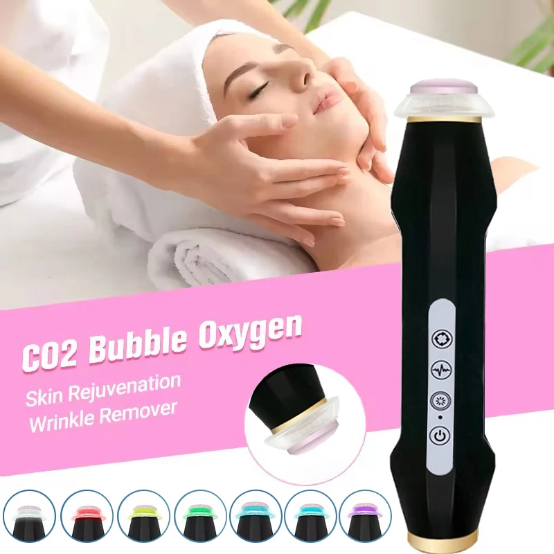 Newest Handheld Rechargeable CO2 Oxygen Bubble Device Exfoliate Oxygen Facial Machine Wrinkle Removal Portable Beauty Device