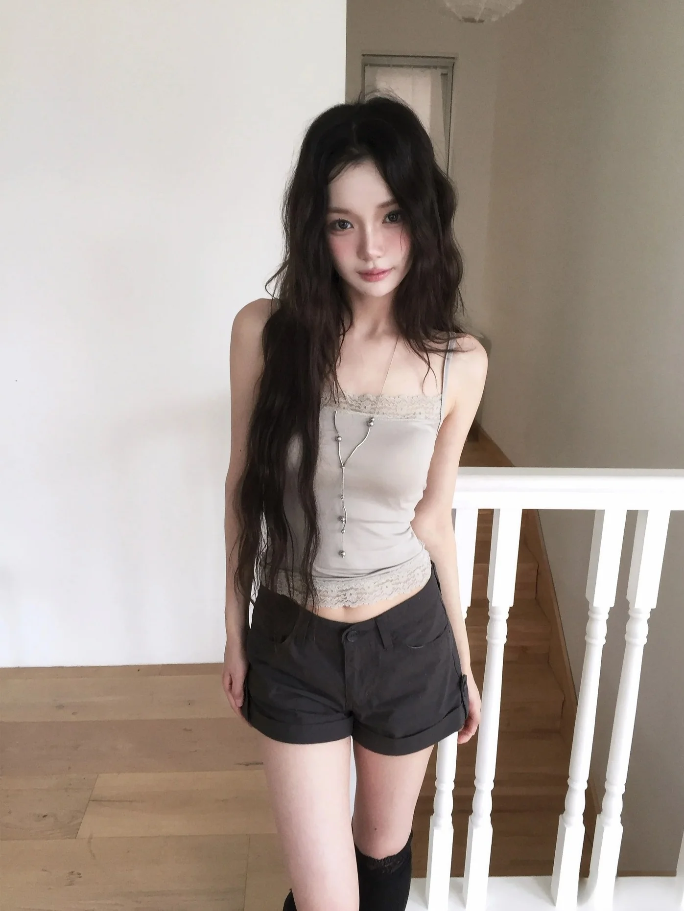 Unique SEI Korean Style Summer Lace Trim Splice Elastic Inner Wear Slimming Versatile Outerwear Strap Top Women's Vest Tank Top