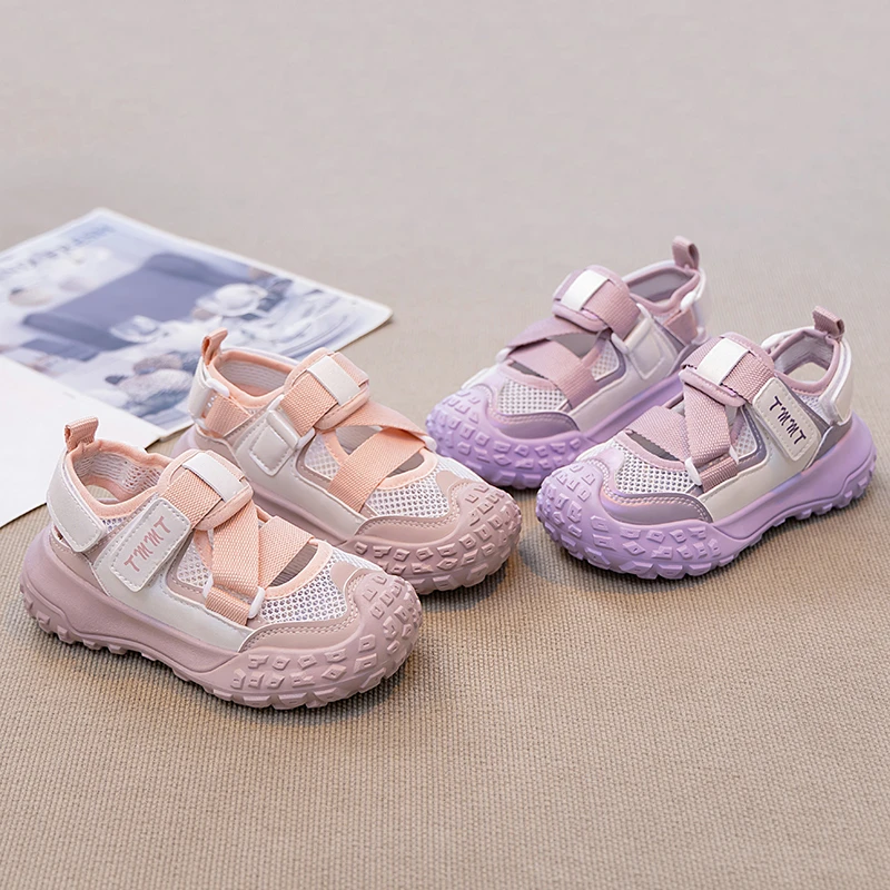 

2025 New Children Sports Sandals Summer Girls Mesh Running Shoes Kids Fashion Versatile Princess Sports Shoes Wear-resistant