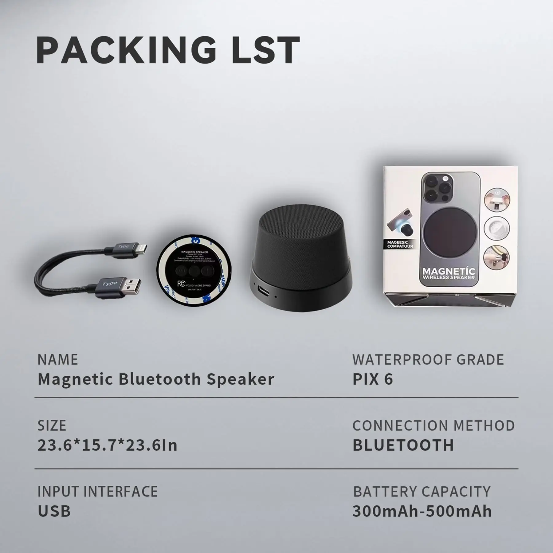 Magnetic Portable Speaker Wireless IPX6 Waterproof Shower Speaker Small With Bass Magnetic Cell Phone Stand For Outdoor Gift view 5