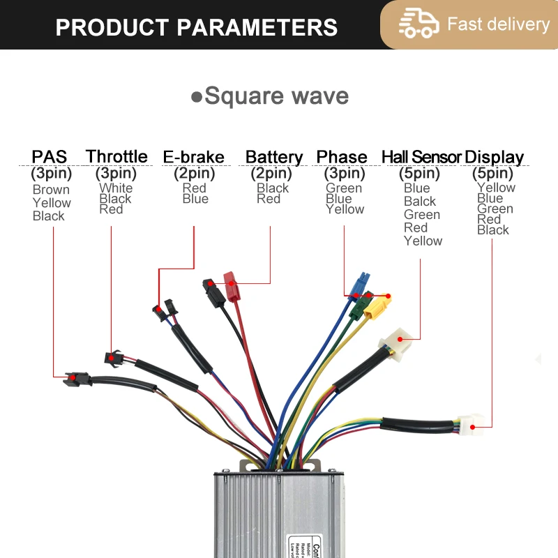 250W-3000W 전기 자전거 컨트롤러, 사인파 구형파 컨트롤러, 브러시리스 모터, 자전거 액세서리, KT 15A-50A