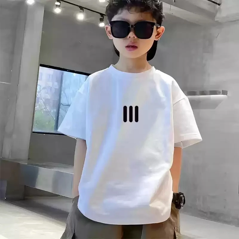 Korean Trendy Printed Children's T-shirt New Pure Cotton and Stylish Parent-child Casual Round Neck Short Sleeved Shirt