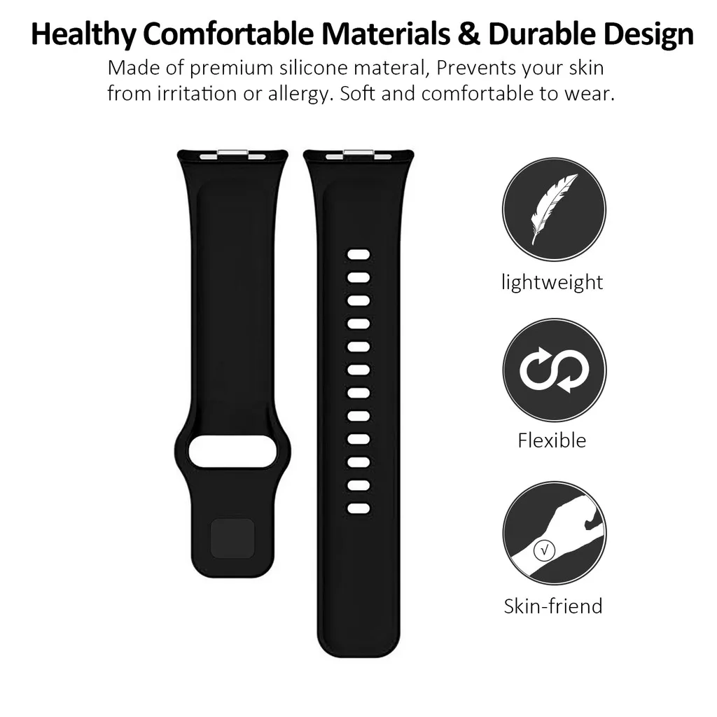 Flexible Sweat‑proof Silicone Sport Watch Band Adjustable Wrist Strap for Redmi Watch 6 Active 6 Lite5 4 Replacement Watch Strap