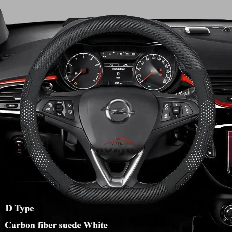 For Opel Combo-e Combo Cargo Life ELecteic 2021 2022 2023 2024 2025 Steering Wheel Cover Carbon fiber Suede Car Accessories