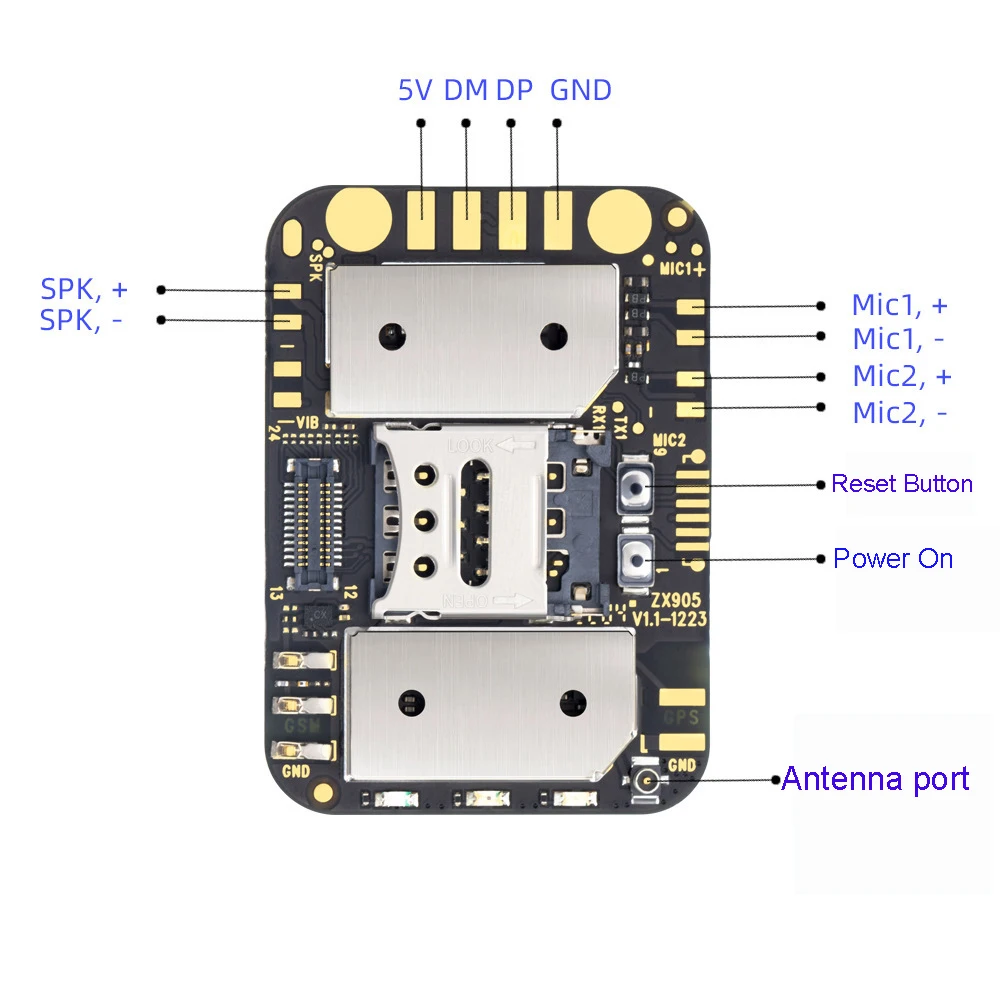 Mini GPS Tracker ZX905 2G + 4G  Chip LTE CAT-1 Tracking PCBA GPS Module Board Anti-Lost for Personal Kid Pet Cat Dog ZX303 ZX908