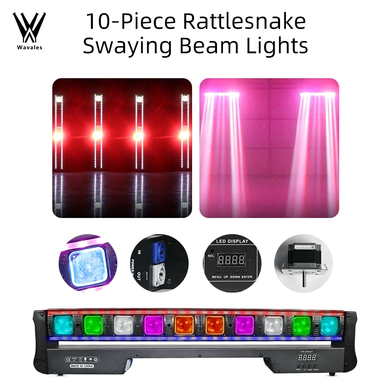 Wavales RGBW 4 in 1 LED Rattlesnake Moving Head Bar DMX Pixel Matrix Stage Effect Lighting for DJ Disco Parties Night Clubs Beam
