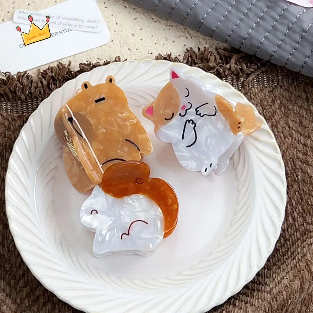 Sweet Cat Capybara Hair Clip Creative Cartoon Acetate Kitty Hair Claw Headwear Fashion Squirrel Hairpin Hair Accessories