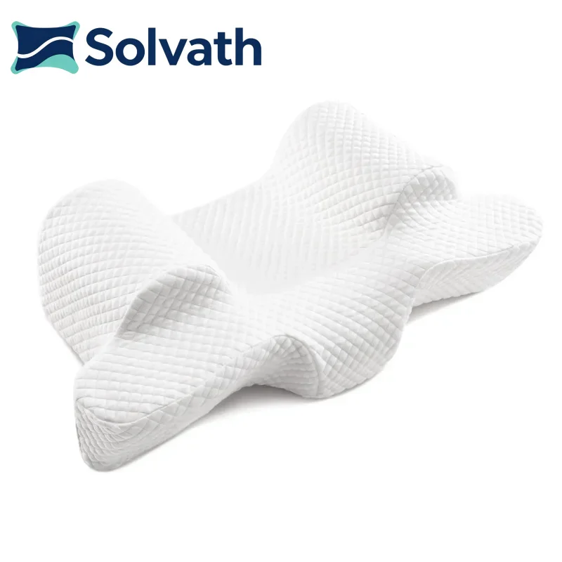 Solvath Concave Memory Foam Back Sleeping Beauty Pillow Neck Support Bed Pillow 100% Polyester Cover