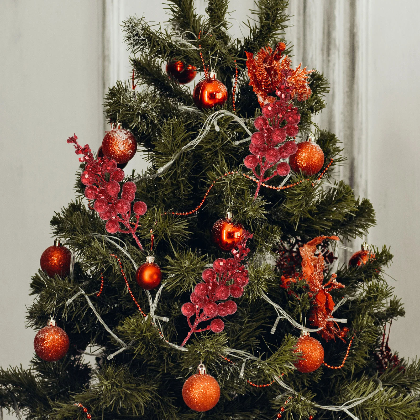 

10pcs Artificial Stems Glitter Fake Berry Branches For Christmas Tree Decorations Xmas Party Diy Winter Holiday Home