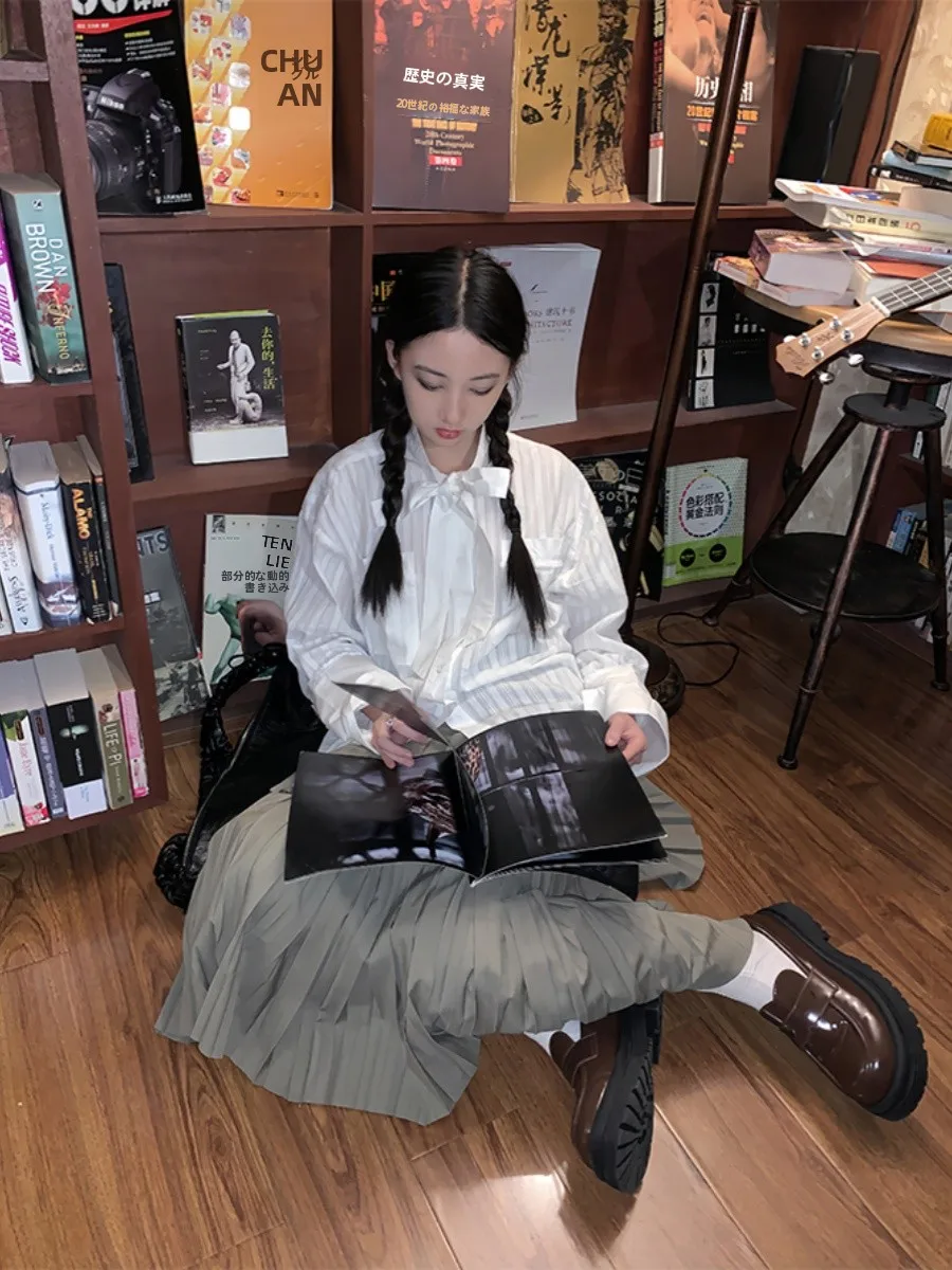 

Collar Long Sve irt Women's Loose Fit Cotton Blend Button down Hem irt Autumn Winter Faion Trend