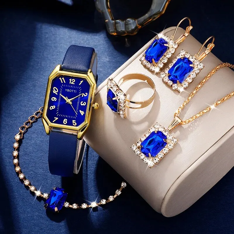 Mode de luxe Carré Femmes Montres Marque Dames Quartz Montre-Bracelet Classique Simple Femme Bleu En Cuir Bande Relogio Feminino