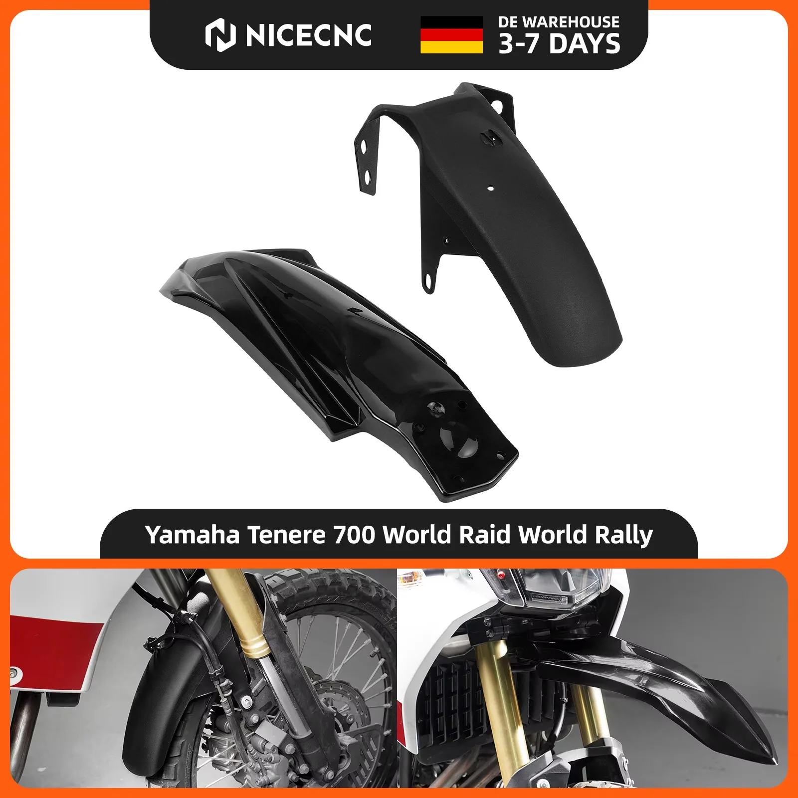 Accessoires Tenere 700 Kit de garde-boue haute NICECNC pour Yamaha Tenere 700 2019-2025 Tenere 700 Rally 2020-2025 Tenere 700 World Raid 2022-2025 Tenere 700 World Rally 2023-2025 Tenere 700 Extreme 2023-2025 Tenere 700 Explore 2023-2025