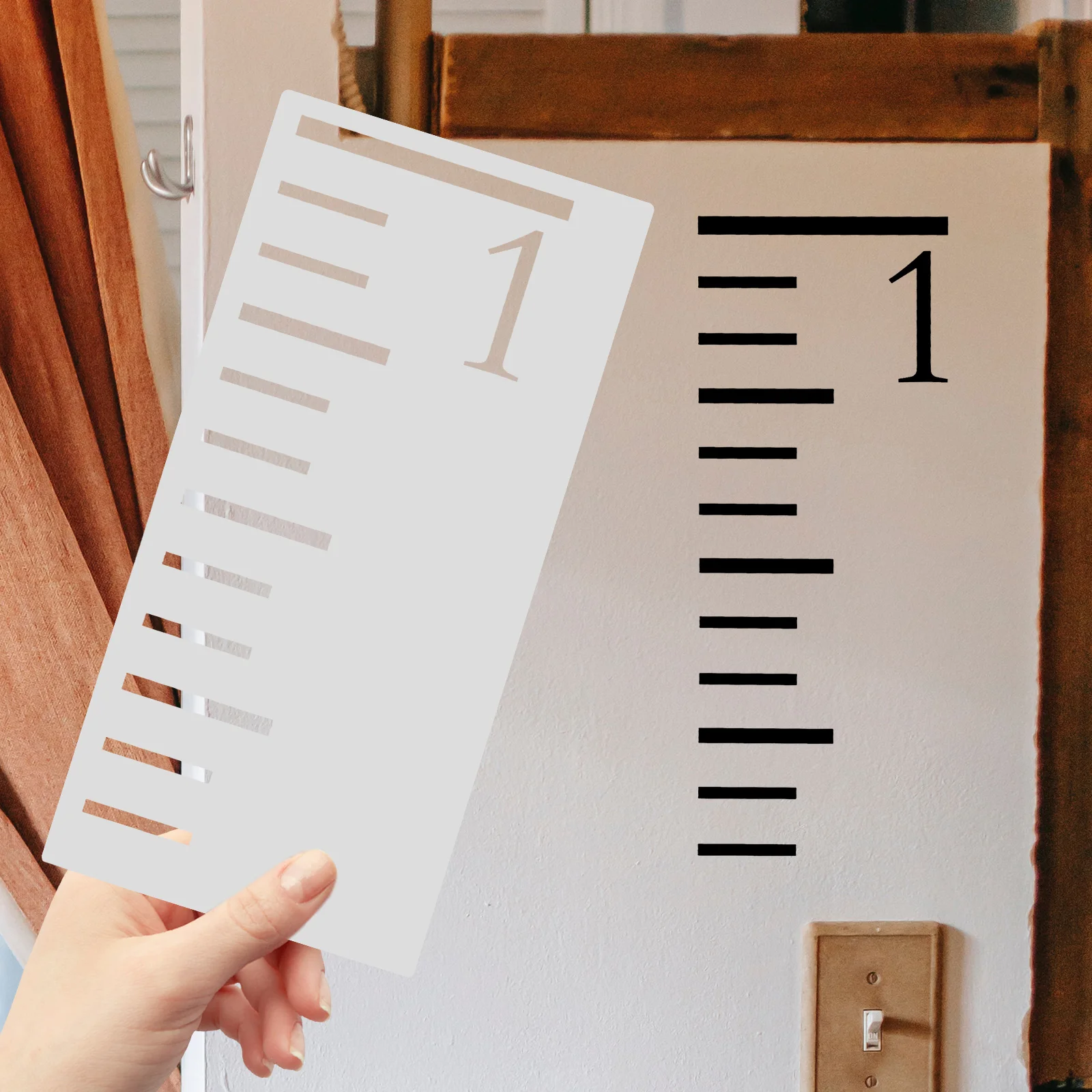 7 stuks groeigrafiek sjabloon liniaal plastic inch schaal kinderen hoogte tracker muur stencil herbruikbare ambachtelijke leermiddel