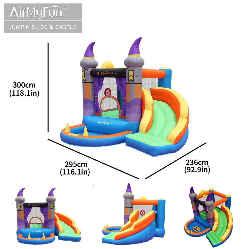 AirMyFun Bounce House Slide Volwassenen en kinderen Opblaasbare Halloween Uitsmijter Bouncy House Springkasteel Voor Party Festival speelgoed