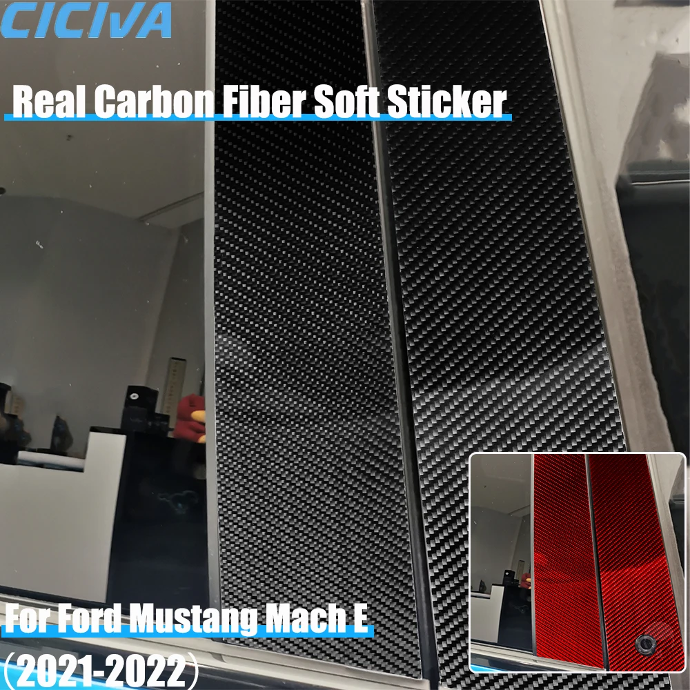 

Real Carbon Fiber Car Accessories B-pillar Exterior Trim Decorative Trim Cover Soft Sticker For Ford Mustang Mach E 2021 2022