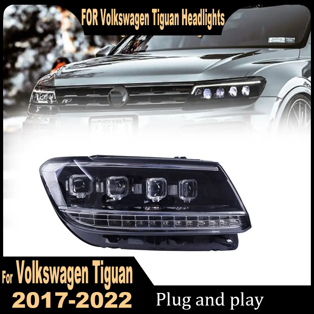 Car Headlight For VW Tiguan LED Headlights 2017 2018 2019 2020 2021 Head Lamp Car Styling DRL Signal Projector Lens Accessories