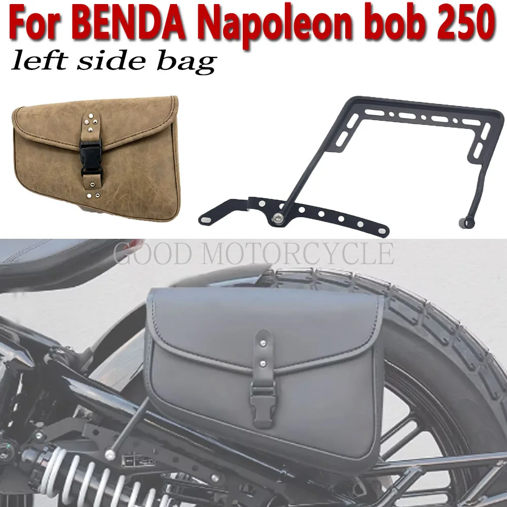 Image of Neu für BENDA Napoleon Bob 250 Motorrad: Linke Seitentasche, Seitentaschenhalterung, Leder-Seitentasche, Modifikationszubehör