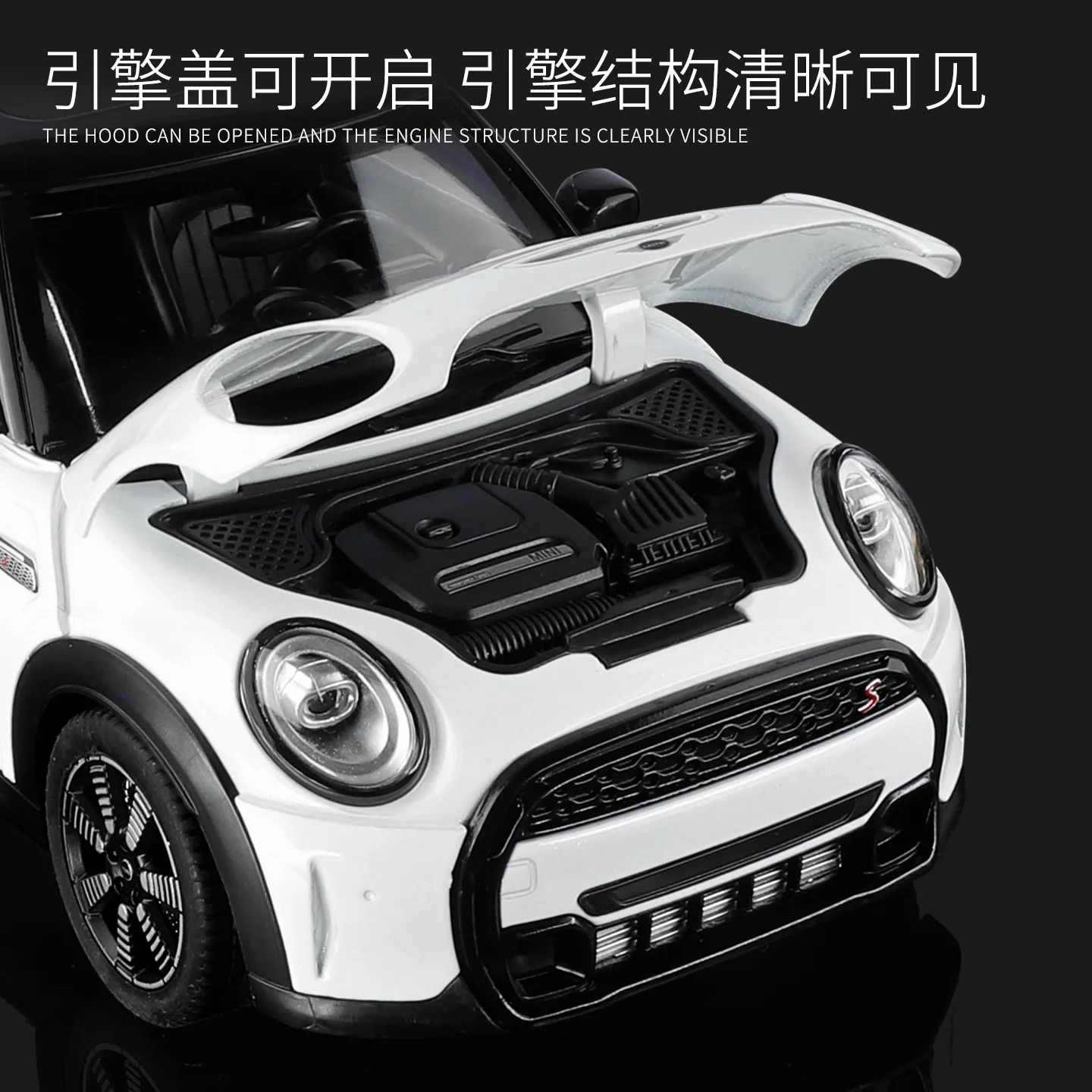 Modellino Auto in Metallo MINI Cooper S 1:18, Veicolo Giocattolo Classico con Funzione di Retrocarica, Regalo per Bambini