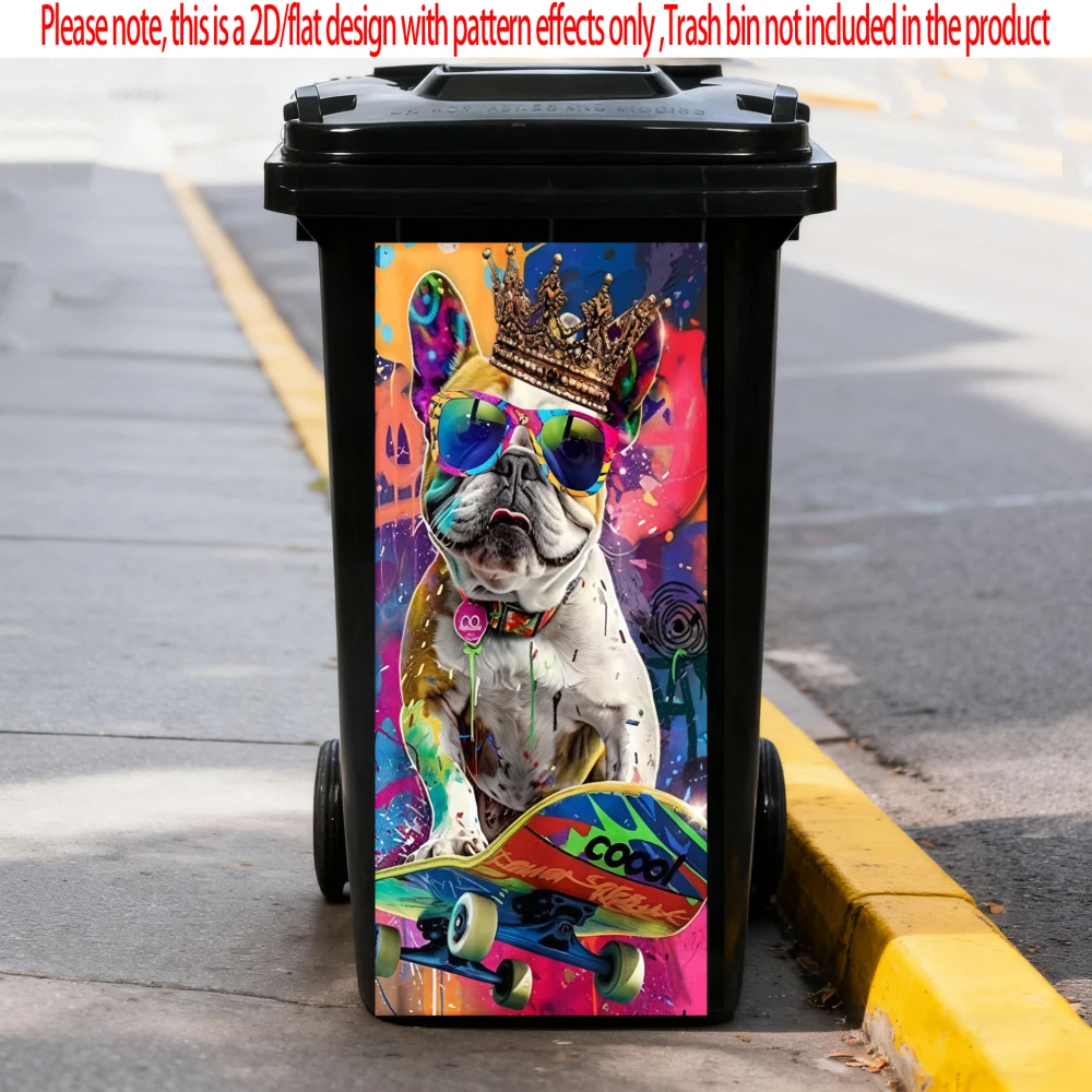 

Graffiti Dog Skateboard Trash Can Sticker Bin Stickers Waterproof Self Adhesive Wallpaper Home Wall Art Kitchen Decoration