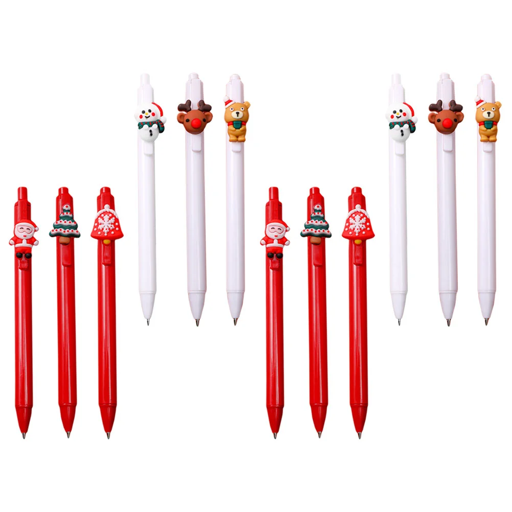 

12 Pcs Christmas Push Unisex Plastic Pen Solid Pens Festive Lovely Writing Signature for Office Child Come