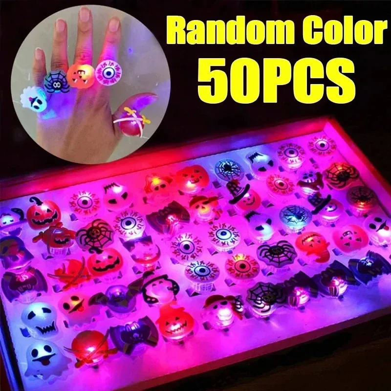 10-50 Stück LED-Ringe, Halloween-Leuchtringe in Form von Geistern und Fledermäusen, leuchtende Finger-Ringe, Halloween-Party, Geburtstagsgeschenke, Dekorationen und Zubehör. – Detail 23