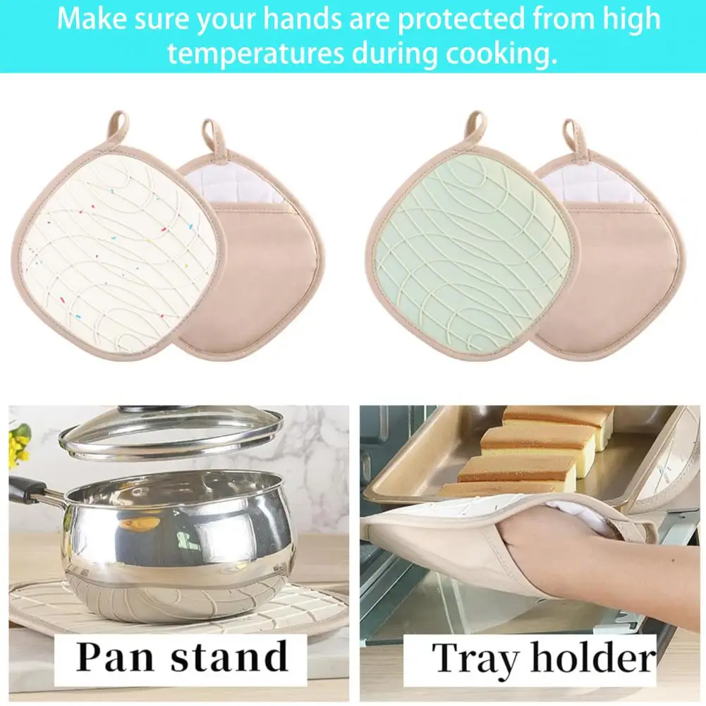 Stylish Kitchen Pot Holders Insulation Pads for Kitchen Silicone Pot Holders with Pockets Heat Resistant Oven Mitts for Kitchen