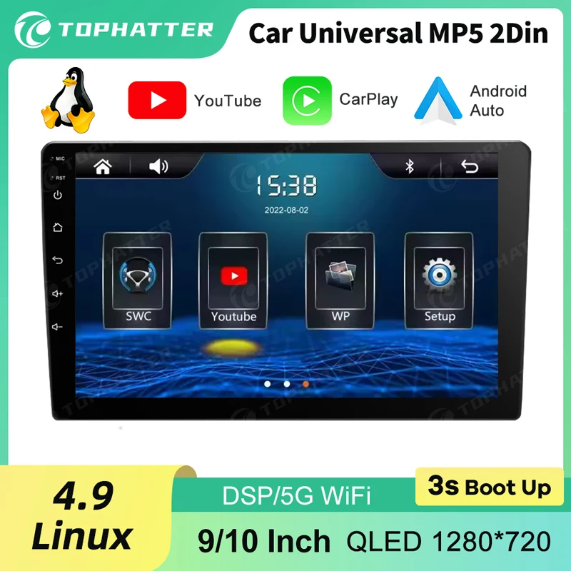 

Universal 9inch Car Multimedia MP5 Video Player Wired CarPlay Android Auto Vlink Youtube Touch Screen FM AUX Head Unit Stereo