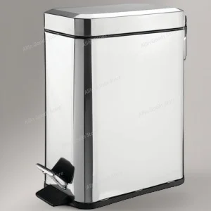 Stainless Steel Pedal Trash Can With Lid And Inner Bucket Silent Close Narrow Bin For Bathroom Toilet Kitchen Home Space Saving