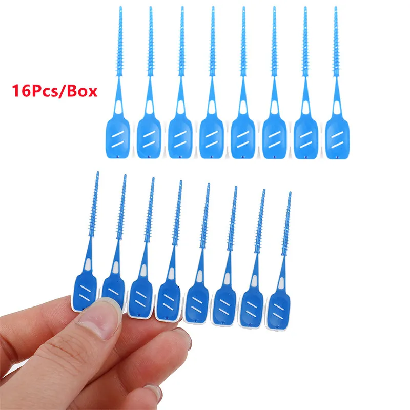 16Pcs/box Soft Silicone Interdental Brushing Cleaning Floss Adult Toothbrush Toothpick For Oral Care Gum And Teeth Cleaning Tool