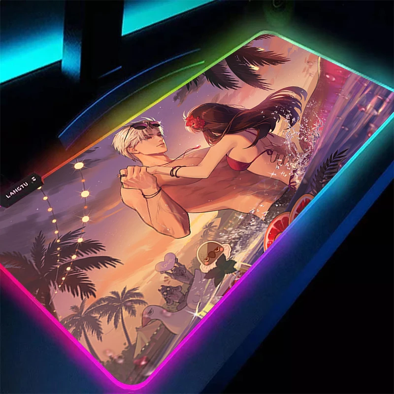 Mouse Pad Professional E-sports Gamer LED PC Gaming Rubber Keyboard Pad RGB Notbook Love And Deepspace Sylus Desk Mat Mousepad