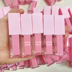Custom Logo Mini Pink Lip Gloss Tube Vegan High Shine Glossy Plumping Lipgloss Moisturizer Makeup Wholesale Bulk 10pcs