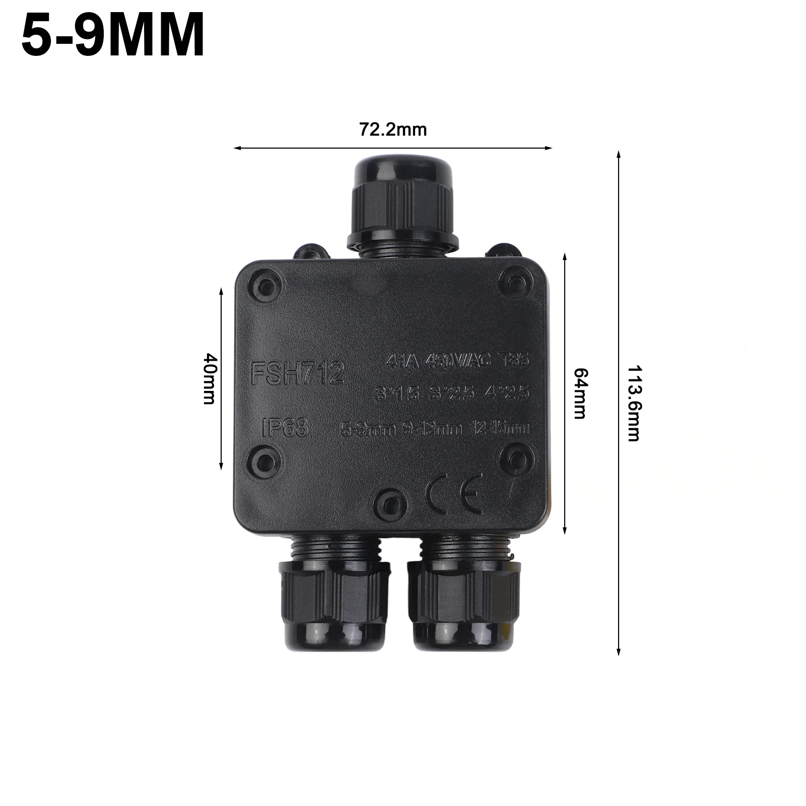 Connection Box Junction Box PC Material Waterproof 24A 54mm*29mm*27mm Cable Connector Earth For Indoor For Outdoor