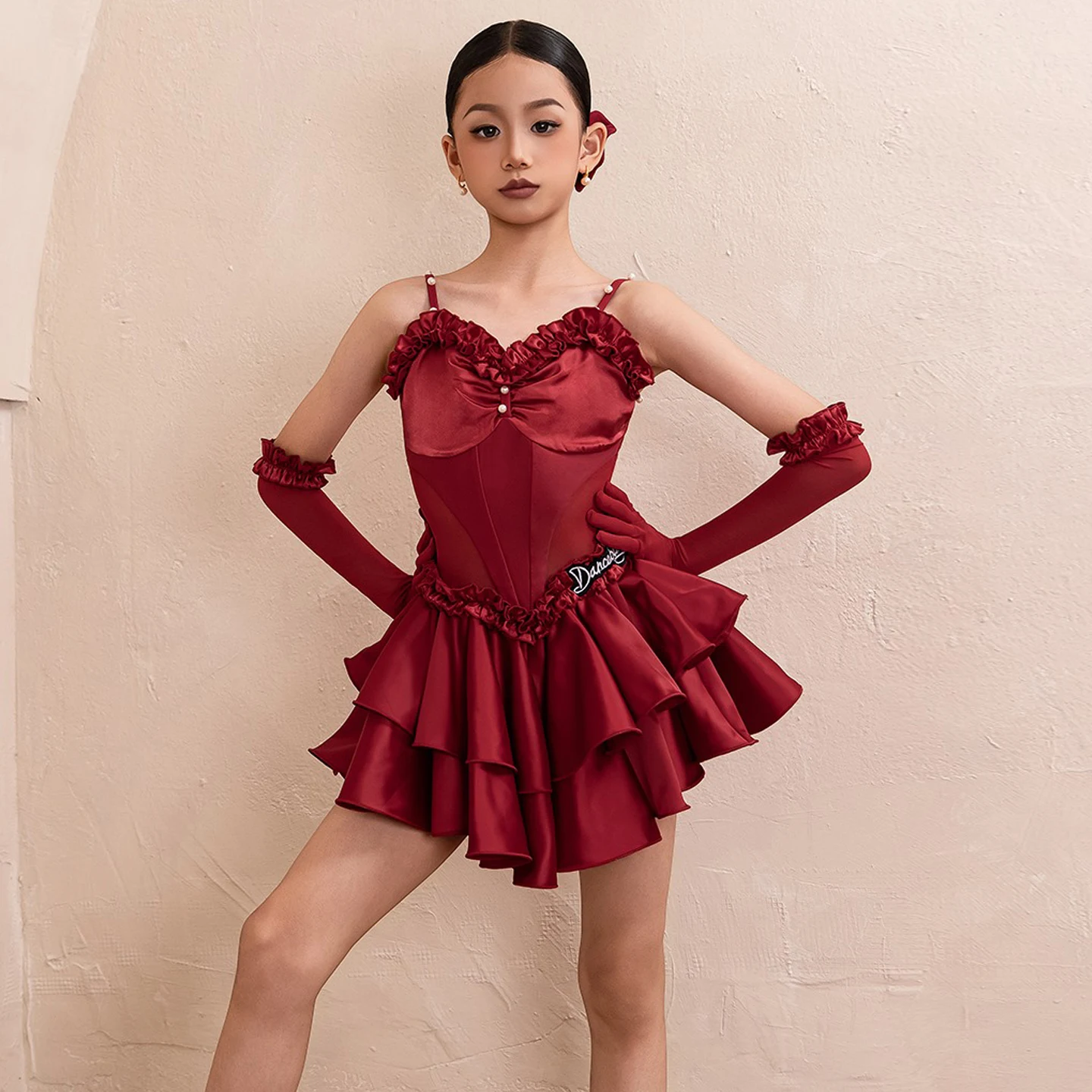 Robe professionnelle de danse latine pour filles, robe de concours de danse latine Chacha, Costume de danse latine Samba pour enfants, nouvelle collection 2025 DW10888