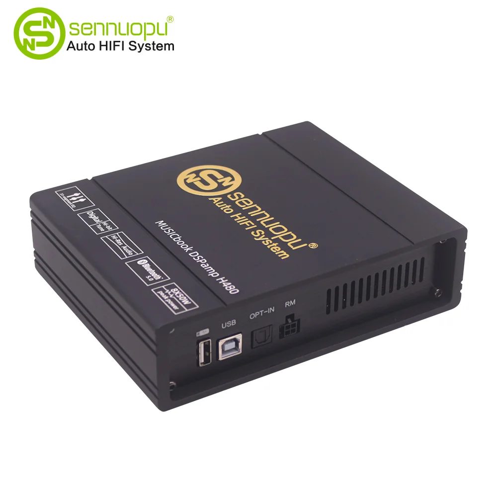 Sennuopu H480 4-Channel Professional Car Audio Amplifier, 8-Band Digital EQ Tuner, Wireless Audio Playback Auto Sound Power Amp