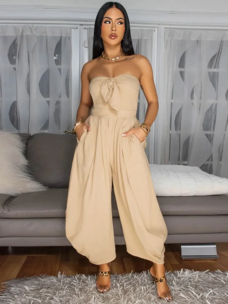 

Solid Color Women Jumpsuits For Summer Autumn Sleeveless Loose Fashion Streetwear Overalls Wide Leg Pants Trousers 2025