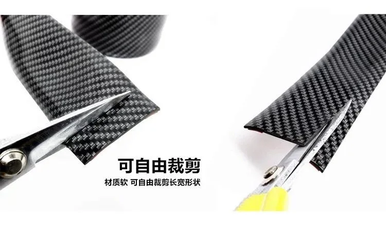 Stiker Mobil Universal 5D Aksesori Karet Serat Karbon Pelindung Ambang Pintu Strip Bumper Bumper Bumper Depan Mobil Karet Serat Karbon