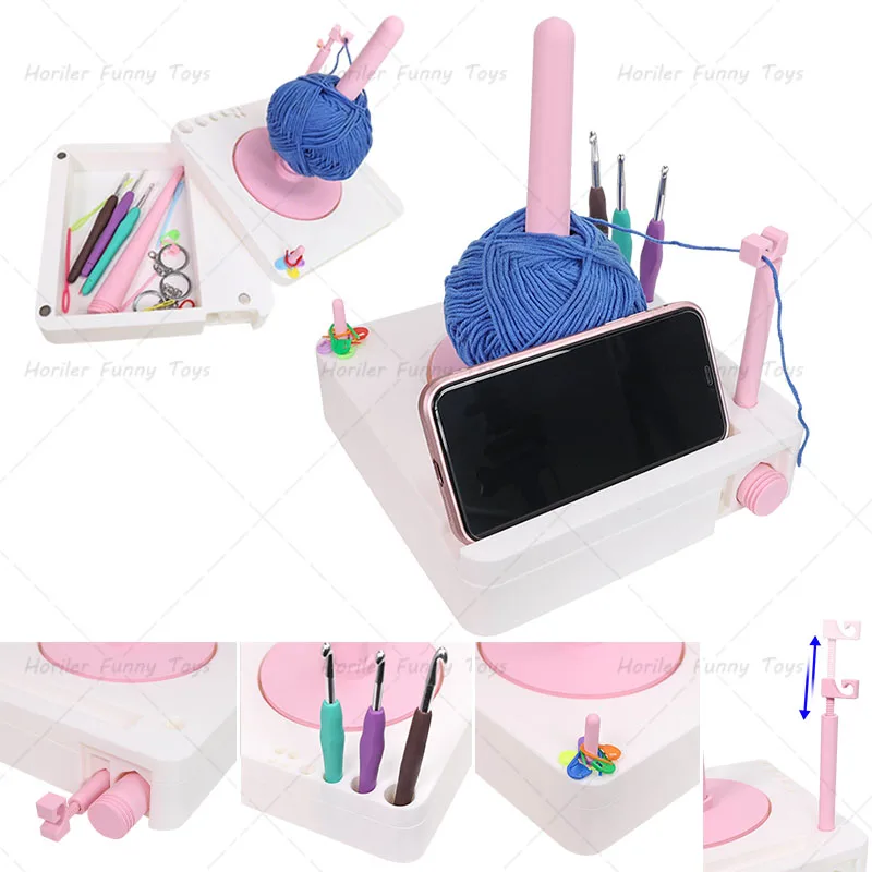 

2in1 Yarn Holder Storage Box for Crocheting Yarn Ball Holder Anti-Slip Pads for Women Girls Beginners Knitter