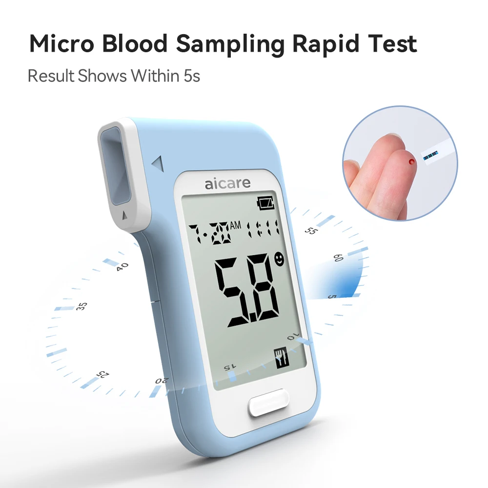 Blutzucker-Monitor-Set mit Blutzucker-Teststreifen und Lanzetten, Glucometer-Lancing-Gerät, Reiseetui, Test für Diabetiker zu Hause – Detail 12