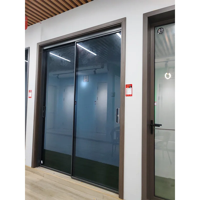 Modern Style Narrow Frame Aluminum Alloy Windproof Soundproof Thermal Insulation Sliding Door Slim Double Hospital Living Room
