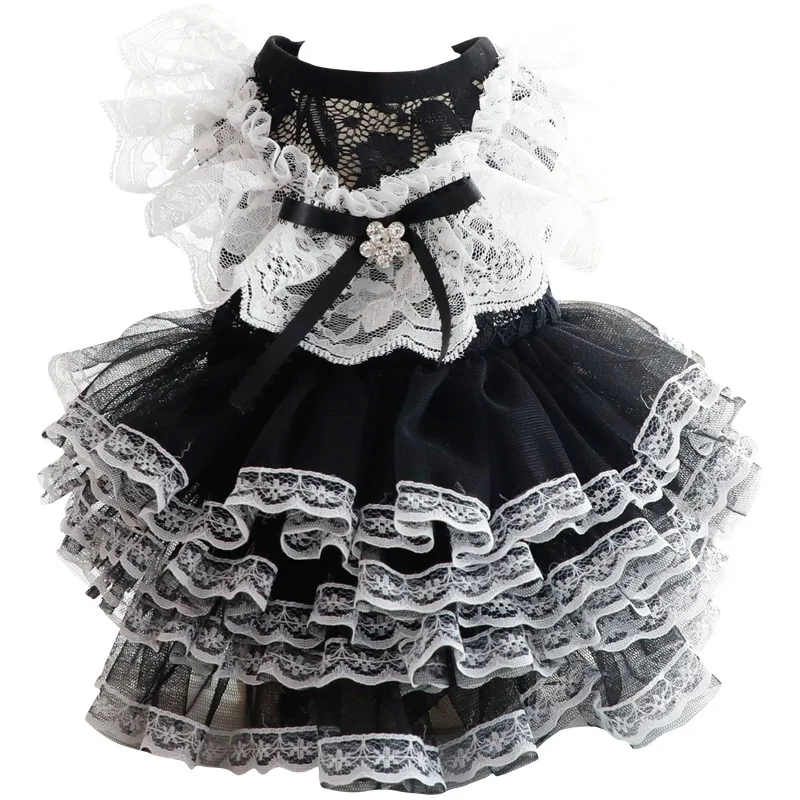 Dog Lace Mesh Dress Spring/summer Thin Cat Princess Dresses Black Lace Dresses Small Dog Pet Tutudog Dress Puppy Clothes